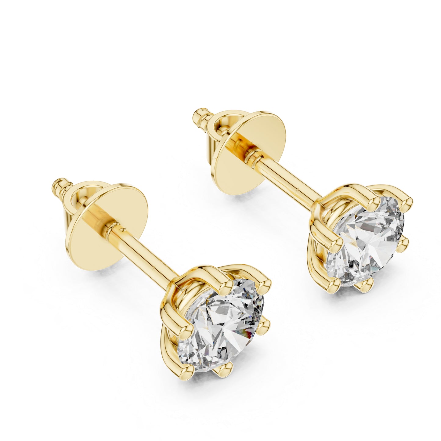 14K Yellow Gold Round Lab-Grown Diamond Drop Earrings | PureCarat