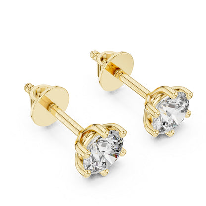 14K Yellow Gold Round Lab-Grown Diamond Drop Earrings | PureCarat
