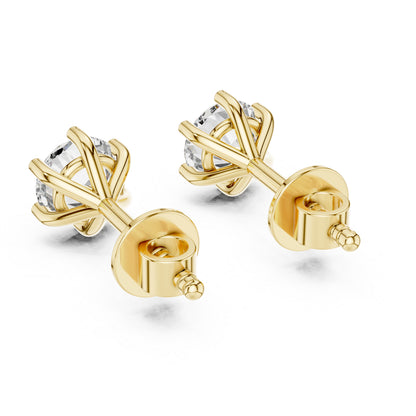 14K Yellow Gold Round Lab-Grown Diamond Drop Earrings | PureCarat