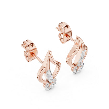 14K Rose Gold Round Lab-Grown Diamond Drop Earrings for Women | Office Wear | Pure Carat