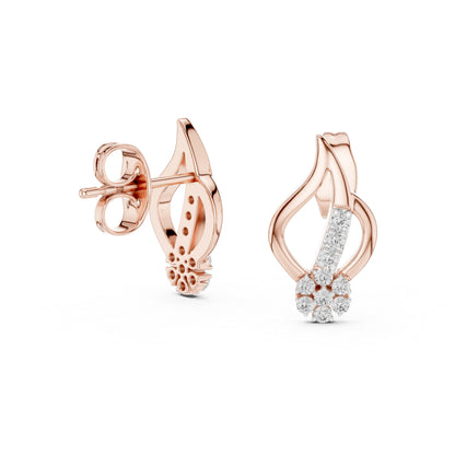 14K Rose Gold Round Lab-Grown Diamond Drop Earrings for Women | Office Wear | Pure Carat
