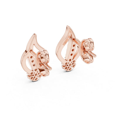 14K Rose Gold Round Lab-Grown Diamond Drop Earrings for Women | Office Wear | Pure Carat