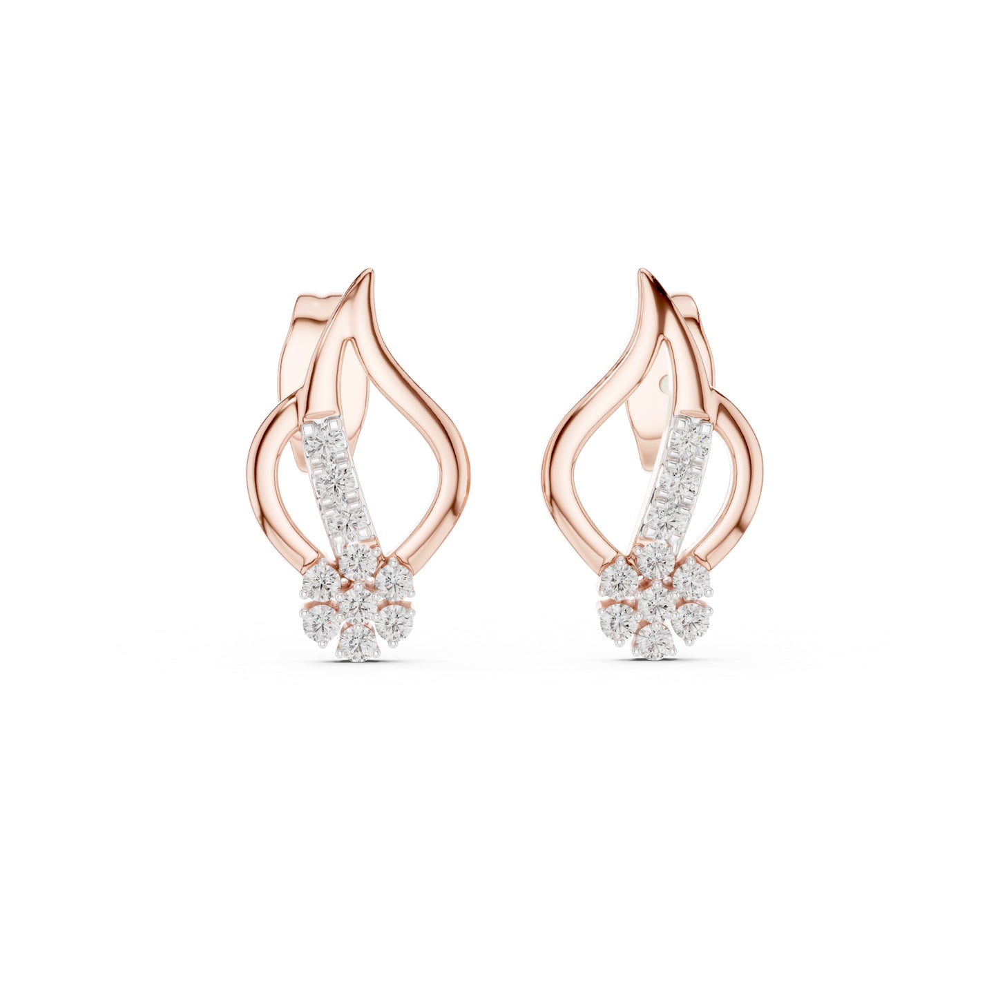14K Rose Gold Round Lab-Grown Diamond Drop Earrings for Women | Office Wear | Pure Carat