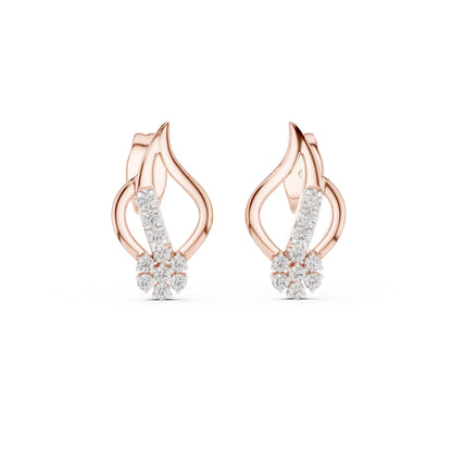 14K Rose Gold Round Lab-Grown Diamond Drop Earrings for Women | Office Wear | Pure Carat