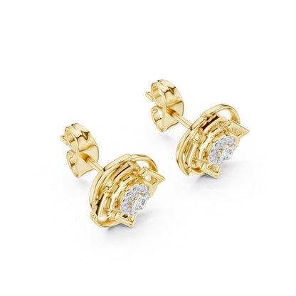 18K Yellow Gold Round Lab-Grown Diamond Earrings for Women | Anniversary Gift | Pure Carat