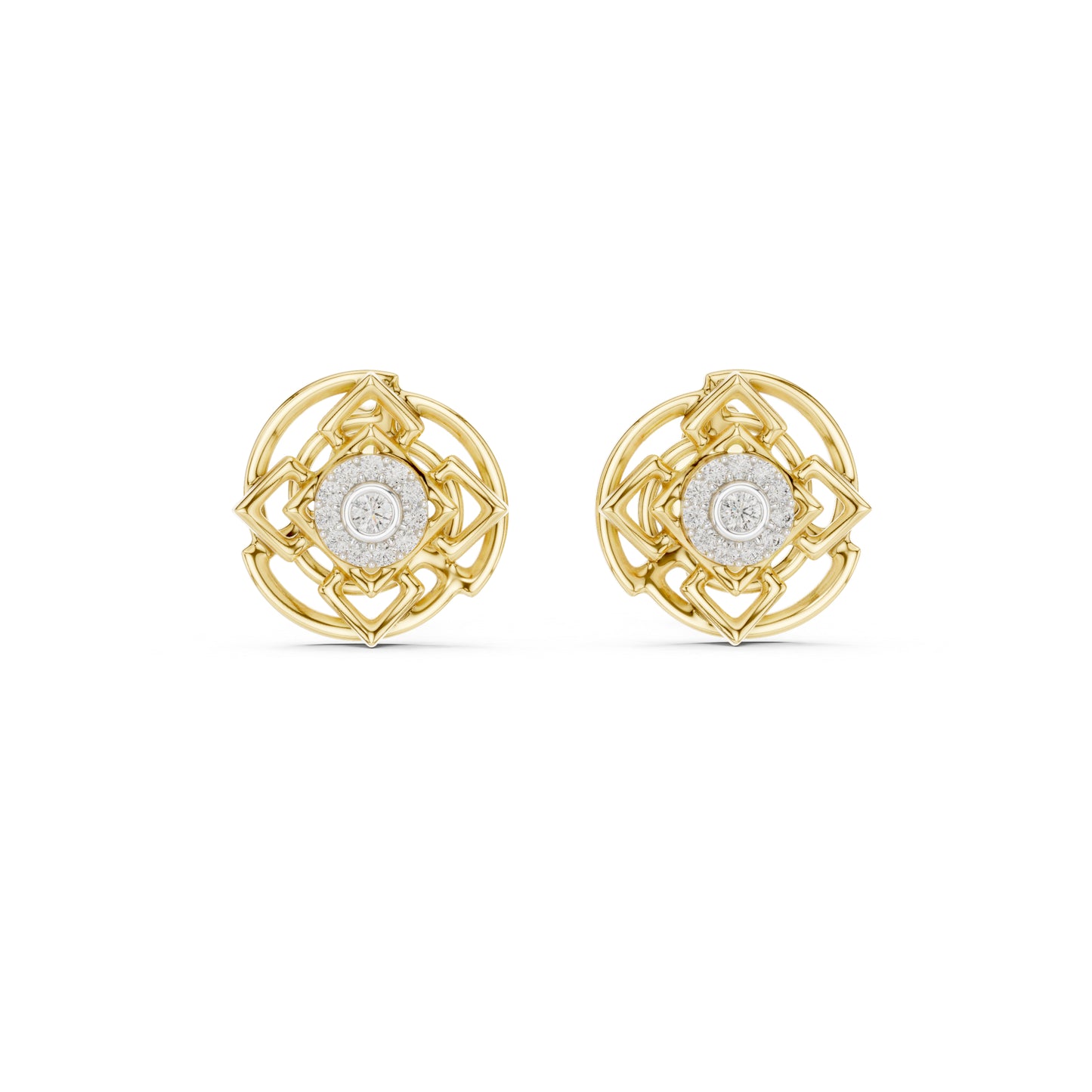 18K Yellow Gold Round Lab-Grown Diamond Earrings for Women | Anniversary Gift | Pure Carat