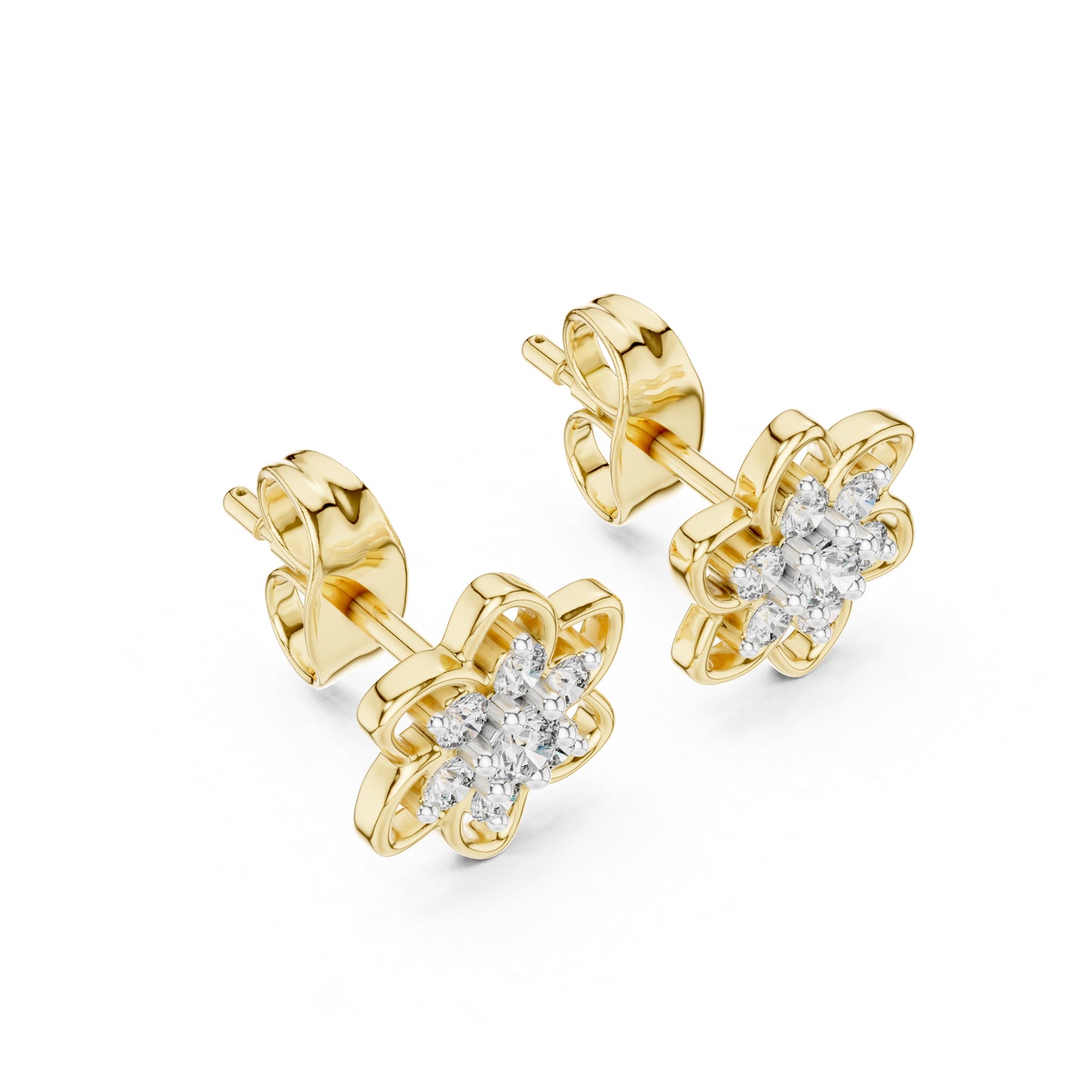 14K Yellow Gold Round Lab-Grown Diamond Earrings for Women | Bridal Wear | Pure Carat
