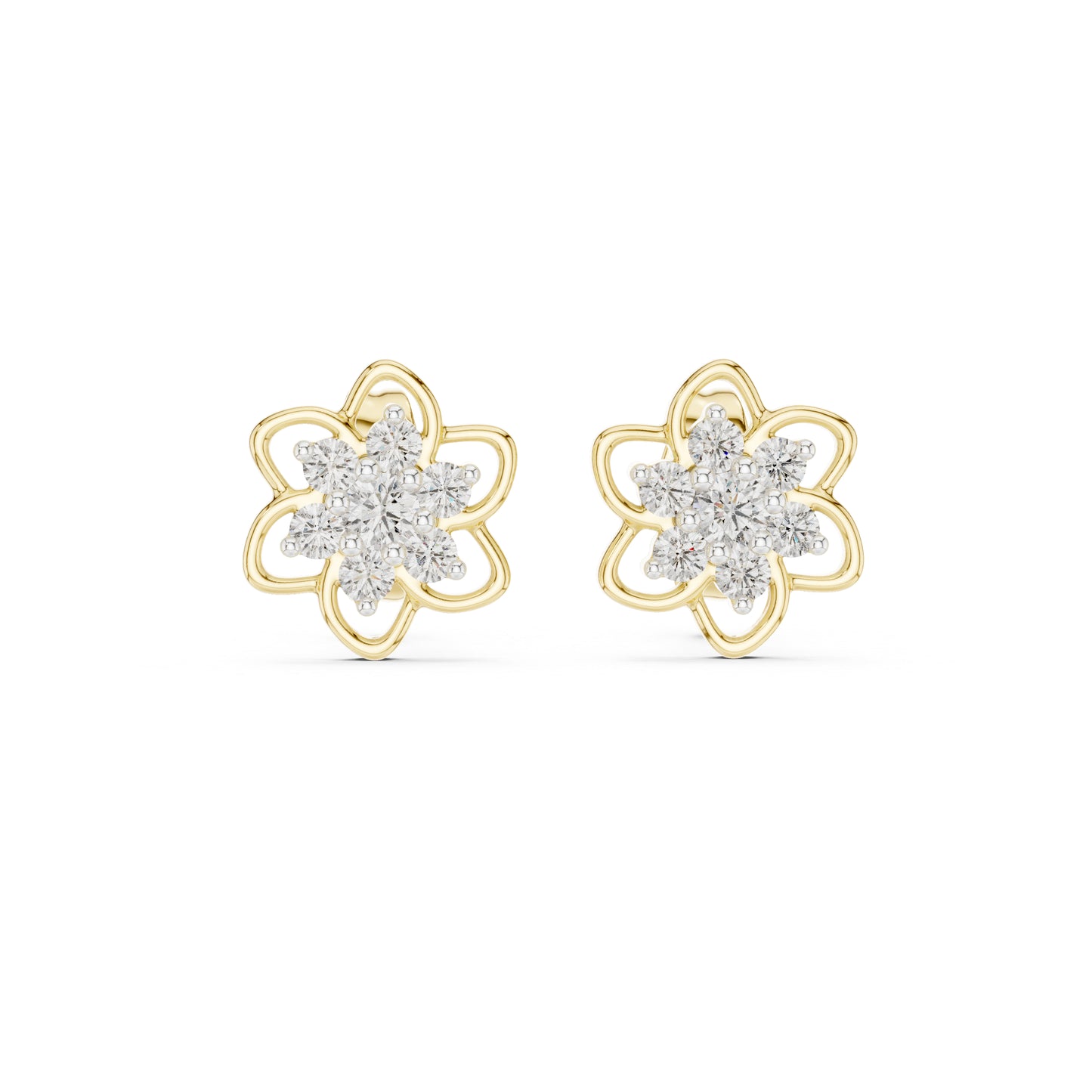14K Yellow Gold Round Lab-Grown Diamond Earrings for Women | Bridal Wear | Pure Carat