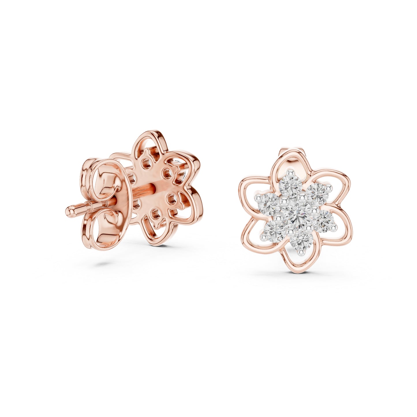 14K Yellow Gold Round Lab-Grown Diamond Earrings for Women | Bridal Wear | Pure Carat