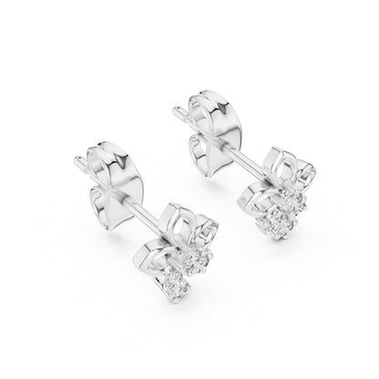 18K White Gold Round Lab-Grown Diamond Earrings for Women | Party Wear | Pure Carat