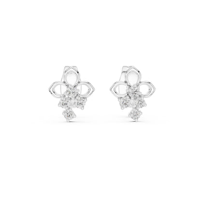 18K White Gold Round Lab-Grown Diamond Earrings for Women | Party Wear | Pure Carat