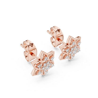 14K Rose Gold Round Lab-Grown Diamond Drop Earrings for Women | Wedding Wear | Pure Carat