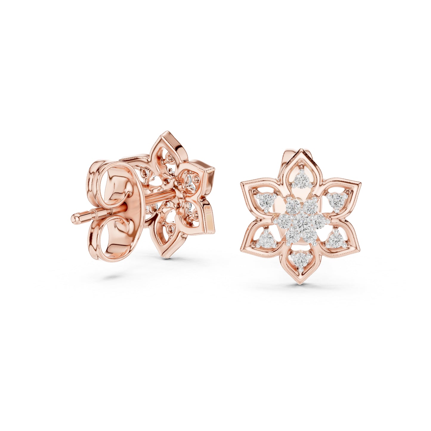 14K Rose Gold Round Lab-Grown Diamond Drop Earrings for Women | Wedding Wear | Pure Carat