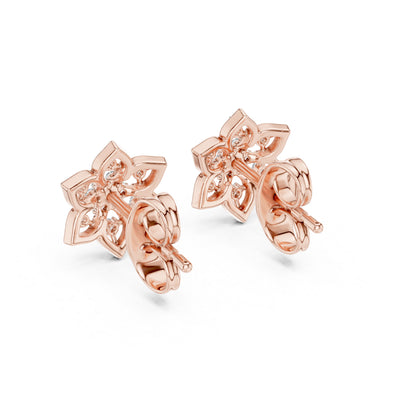 14K Rose Gold Round Lab-Grown Diamond Drop Earrings for Women | Wedding Wear | Pure Carat