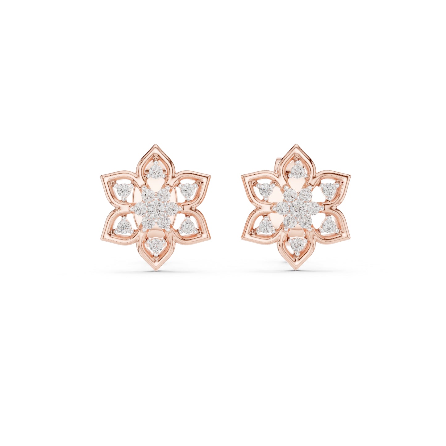 14K Rose Gold Round Lab-Grown Diamond Drop Earrings for Women | Wedding Wear | Pure Carat