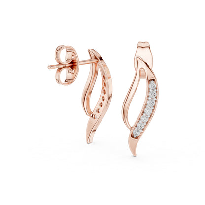 14K Rose Gold Round Lab-Grown Diamond Drop Earrings for Women | Wedding Wear | Pure Carat