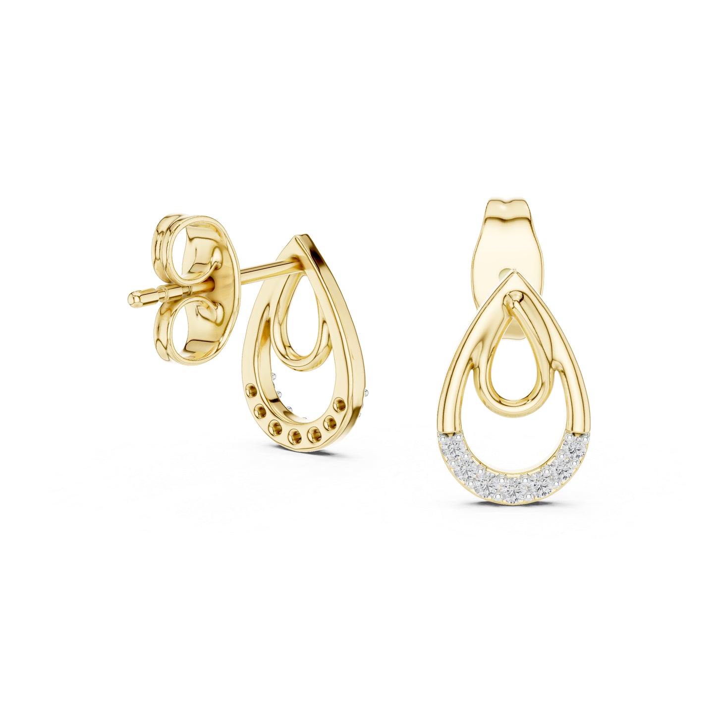 18K White Gold Round Lab-Grown Diamond Stud Earrings for Women | Engagement Wear | Pure Carat