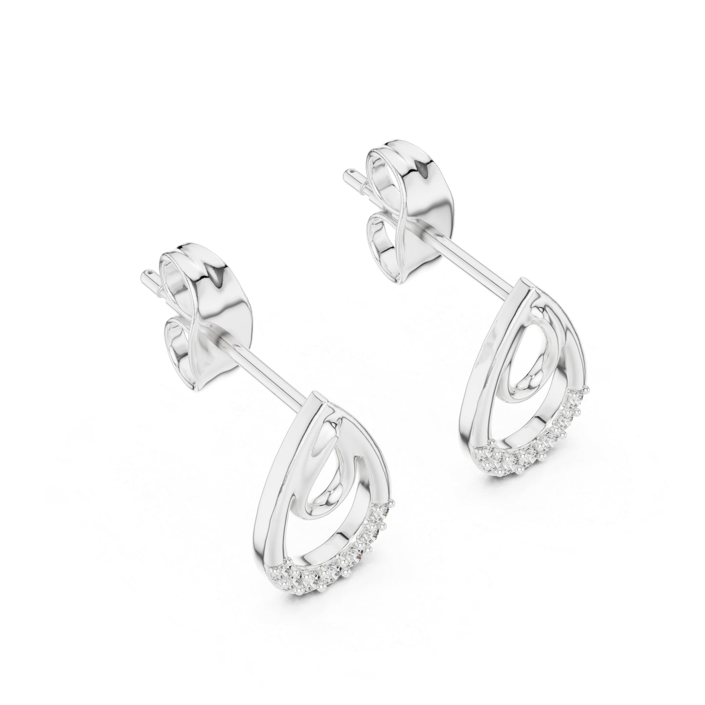 18K White Gold Round Lab-Grown Diamond Stud Earrings for Women | Engagement Wear | Pure Carat