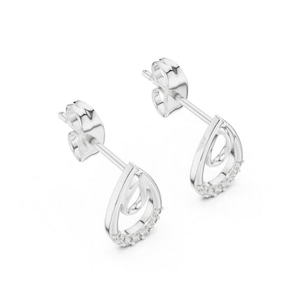 18K White Gold Round Lab-Grown Diamond Stud Earrings for Women | Engagement Wear | Pure Carat