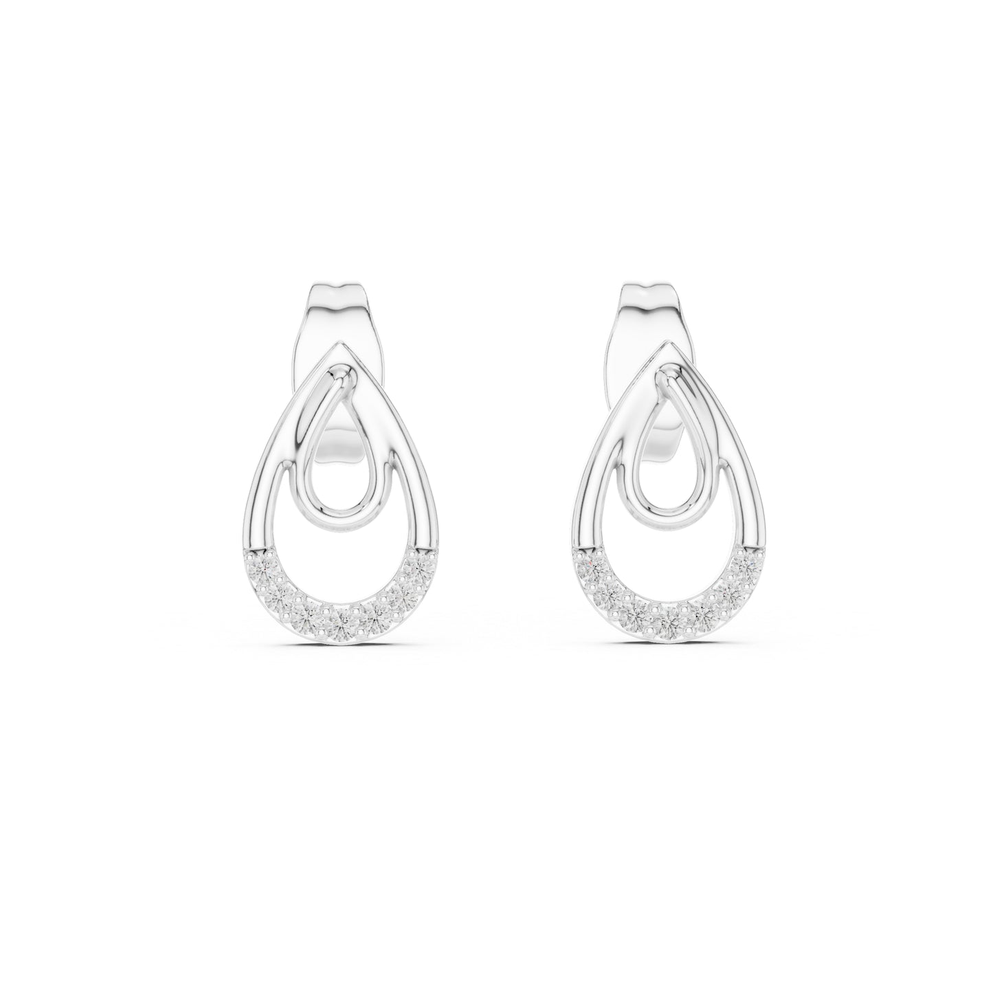 18K White Gold Round Lab-Grown Diamond Stud Earrings for Women | Engagement Wear | Pure Carat
