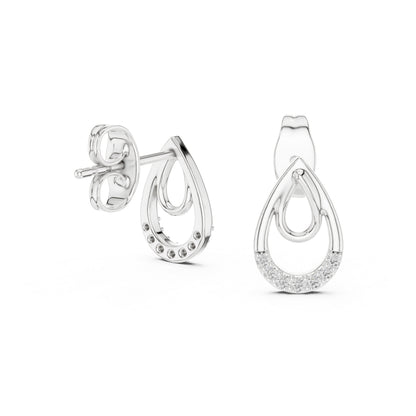 18K White Gold Round Lab-Grown Diamond Stud Earrings for Women | Engagement Wear | Pure Carat
