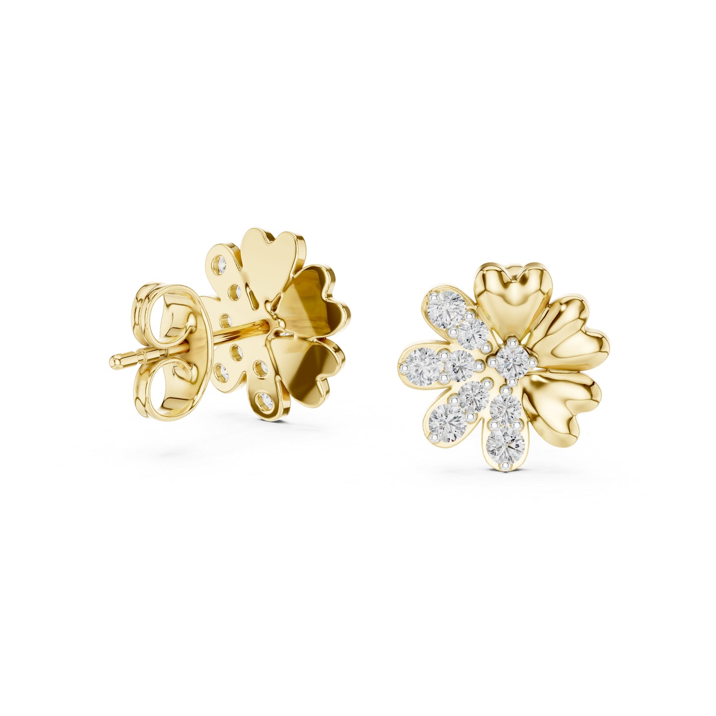 14K Yellow Gold Round Lab-Grown Diamond Earrings for Women | Office Wear | Pure Carat