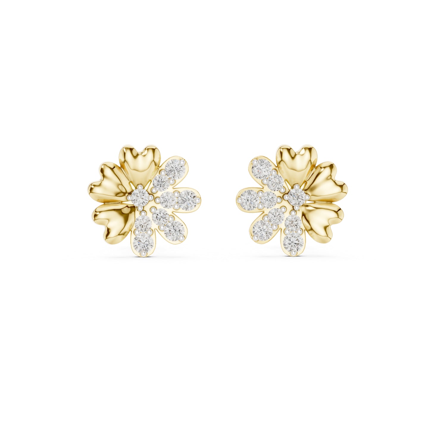 14K Yellow Gold Round Lab-Grown Diamond Earrings for Women | Office Wear | Pure Carat