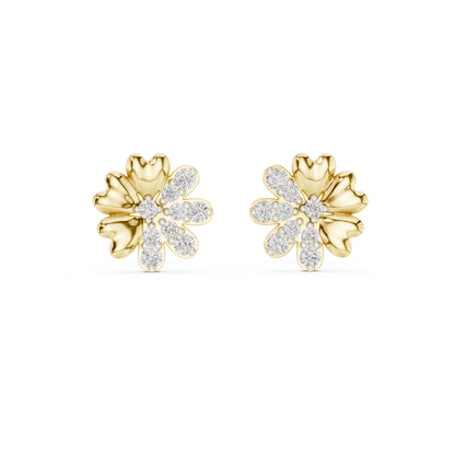 14K Yellow Gold Round Lab-Grown Diamond Earrings for Women | Office Wear | Pure Carat