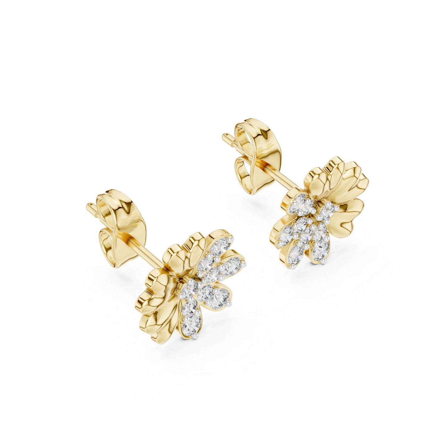 14K Yellow Gold Round Lab-Grown Diamond Earrings for Women | Office Wear | Pure Carat