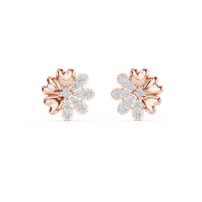 14K Yellow Gold Round Lab-Grown Diamond Earrings for Women | Office Wear | Pure Carat