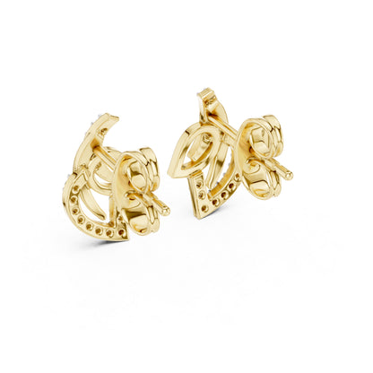 18K Yellow Gold Round Lab-Grown Diamond Drop Earrings for Women | Anniversary Gift | Pure Carat