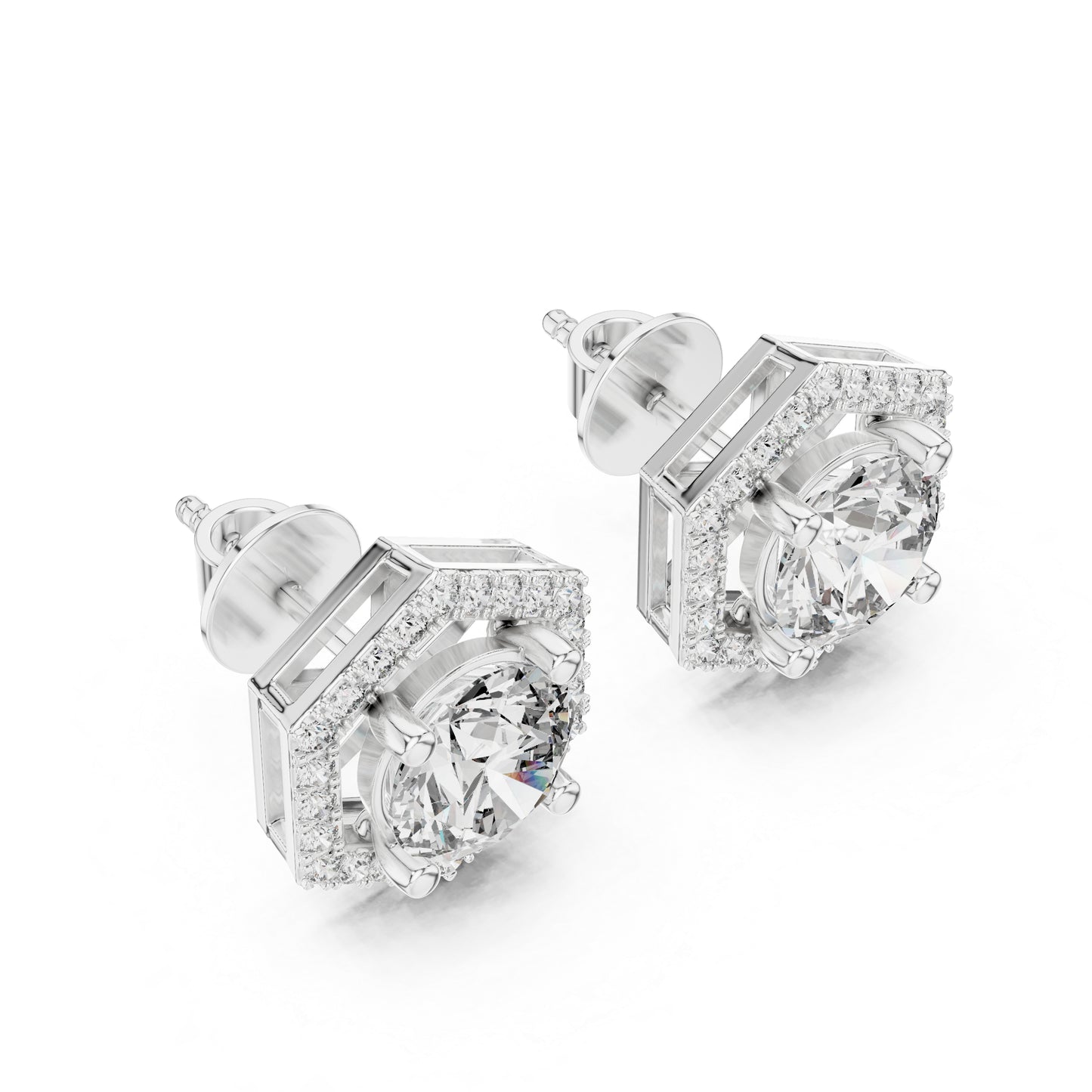 Round Lab-Grown Diamond Earrings in 14K Rose Gold | PureCarat