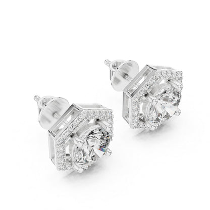 Round Lab-Grown Diamond Earrings in 14K Rose Gold | PureCarat