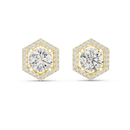 Round Lab-Grown Diamond Earrings in 14K Rose Gold | PureCarat