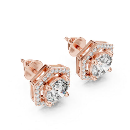 Round Lab-Grown Diamond Earrings in 14K Rose Gold | PureCarat