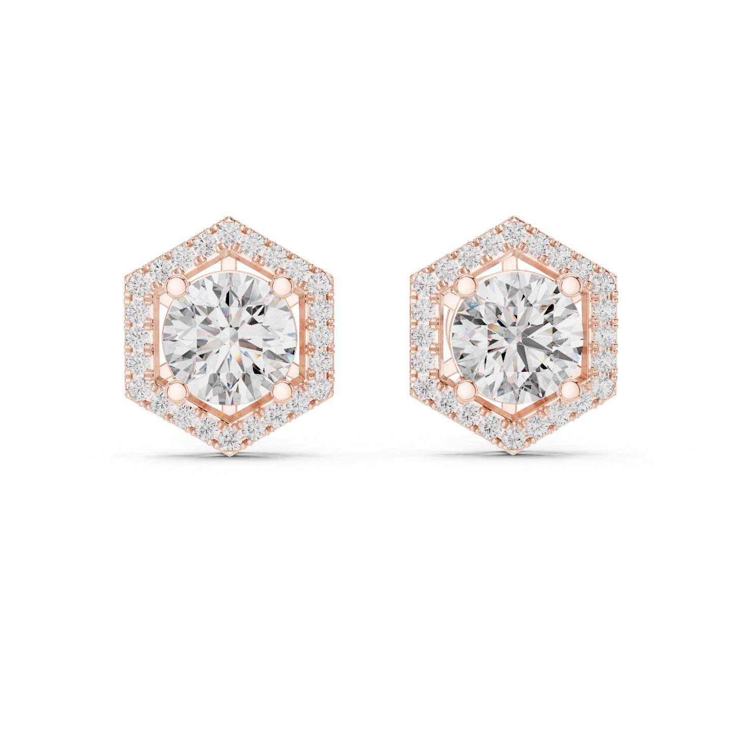 Round Lab-Grown Diamond Earrings in 14K Rose Gold | PureCarat