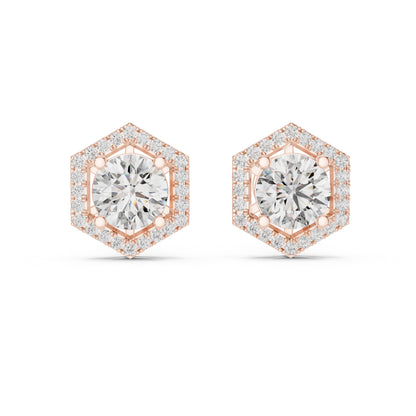 Round Lab-Grown Diamond Earrings in 14K Rose Gold | PureCarat