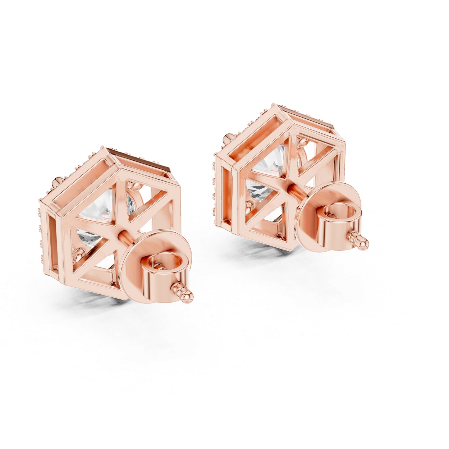 Round Lab-Grown Diamond Earrings in 14K Rose Gold | PureCarat