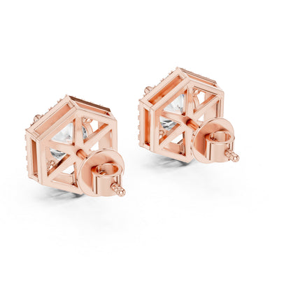 Round Lab-Grown Diamond Earrings in 14K Rose Gold | PureCarat