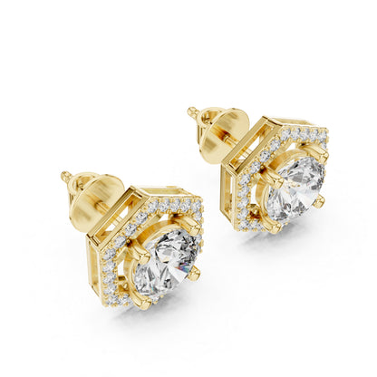 Round Lab-Grown Diamond Earrings in 14K Rose Gold | PureCarat