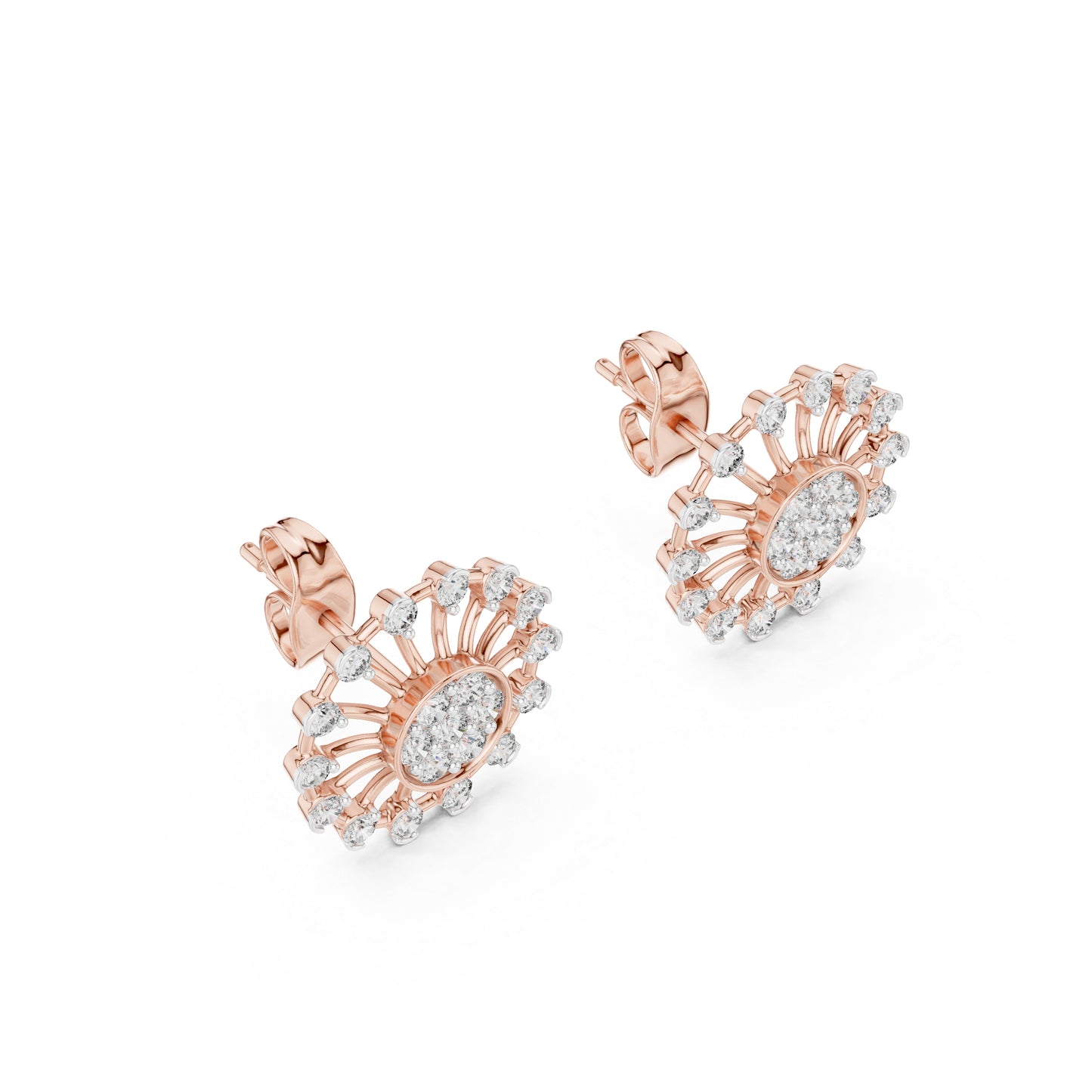18K Rose Gold Round Lab-Grown Diamond Earrings for Women | Bridal Wear | Pure Carat