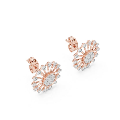 18K Rose Gold Round Lab-Grown Diamond Earrings for Women | Bridal Wear | Pure Carat