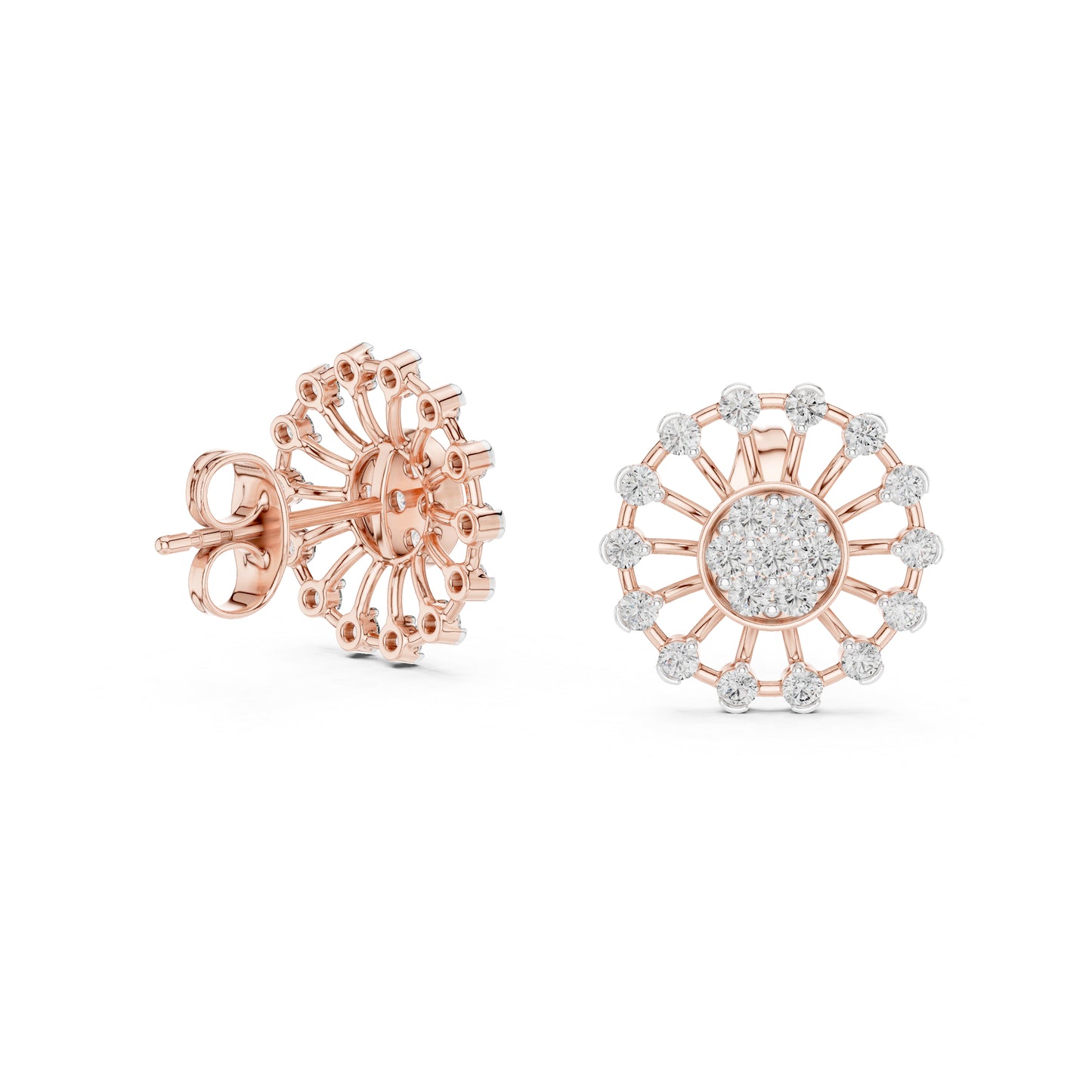 18K Rose Gold Round Lab-Grown Diamond Earrings for Women | Bridal Wear | Pure Carat