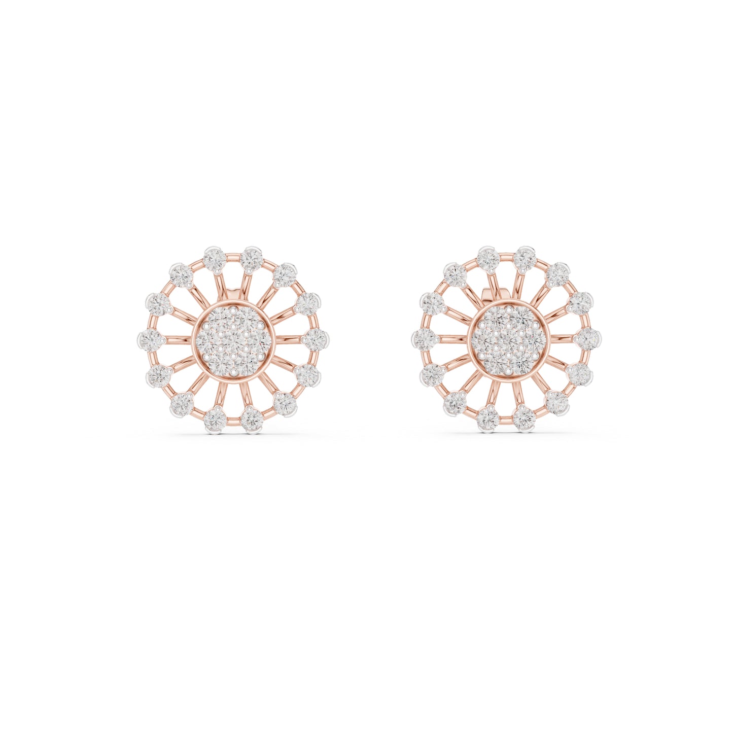 18K Rose Gold Round Lab-Grown Diamond Earrings for Women | Bridal Wear | Pure Carat