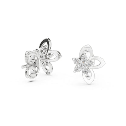 18K White Gold Round Cut Diamond Drop Earrings for Women | Wedding Collection | Pure Carat