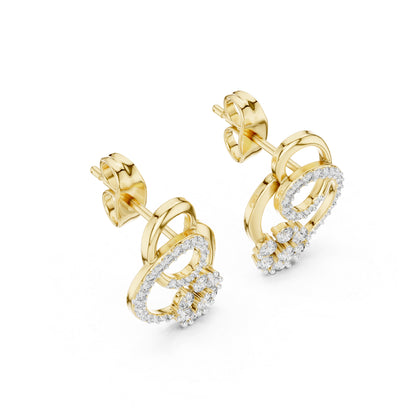 18K Rose Gold Round Lab-Grown Diamond Drop Earrings for Women | Office Wear | Pure Carat