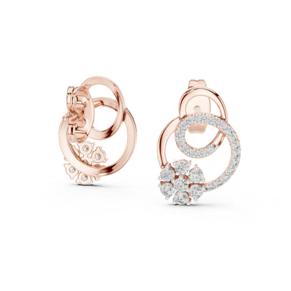 18K Rose Gold Round Lab-Grown Diamond Drop Earrings for Women | Office Wear | Pure Carat