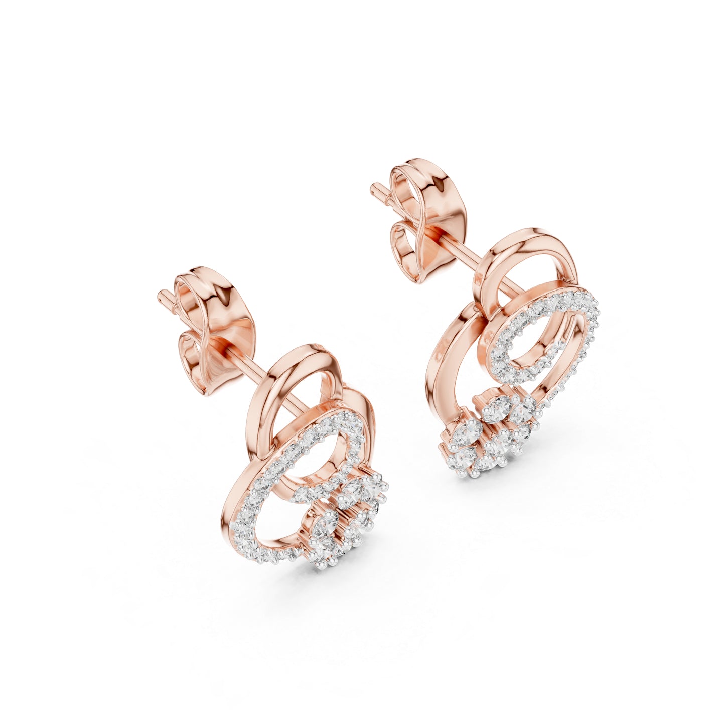 18K Rose Gold Round Lab-Grown Diamond Drop Earrings for Women | Office Wear | Pure Carat