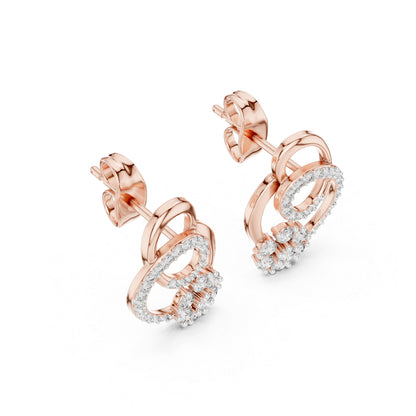18K Rose Gold Round Lab-Grown Diamond Drop Earrings for Women | Office Wear | Pure Carat