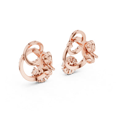 18K Rose Gold Round Lab-Grown Diamond Drop Earrings for Women | Office Wear | Pure Carat